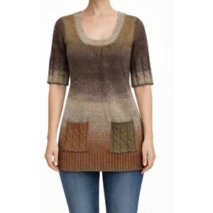 VTG Y2K 90s Charlotte Russe Ombre Earth Tone Hip-Length Sweater Boho Grunge Sm